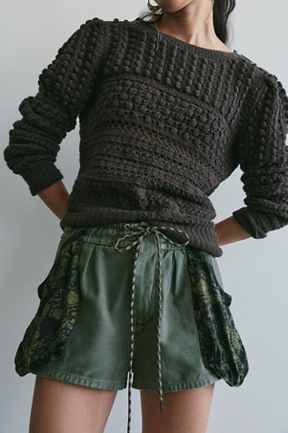 Sabrina Pull-On Scarf Shorts by Free People in Green, Size: S