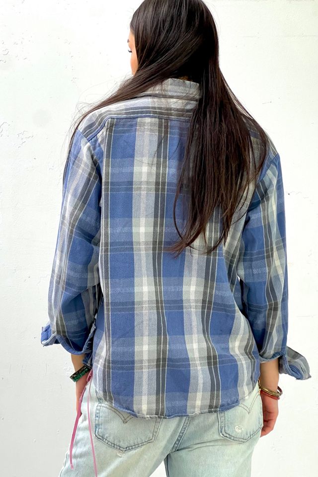 Vintage Blue Plaid  Button Down Top Selected by Anna Corinna #2