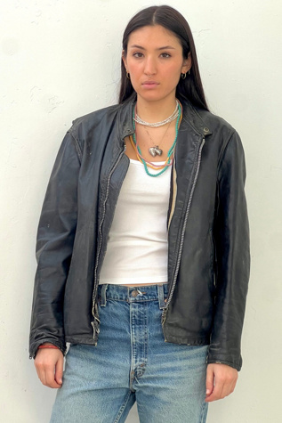 Vintage Leather Biker Jacket Selected by Anna Corinna