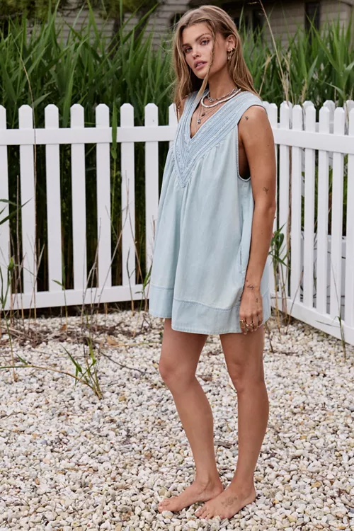 Preston Pleated Denim Mini Dress