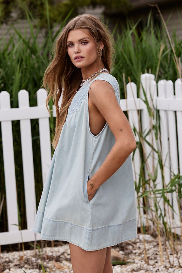Mini-robe en denim plissée Preston #1