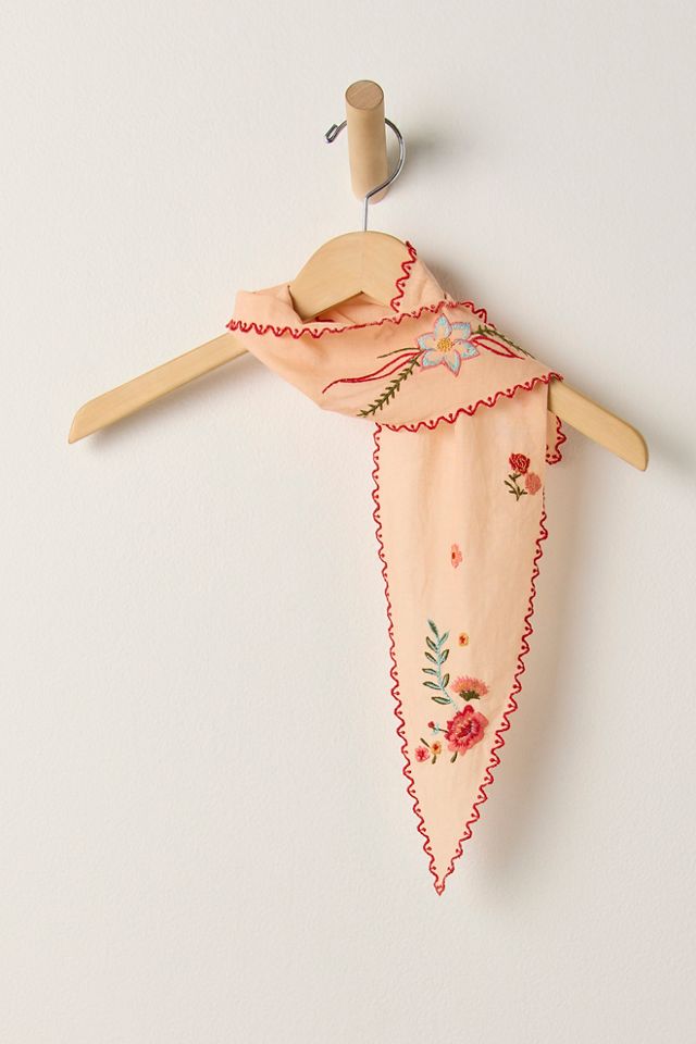 Poppy Embroidered Skinny Scarf #1