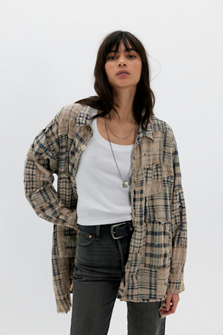 Magnolia Pearl Patchwork Adison Workshirt at Free People in Grey Pattern