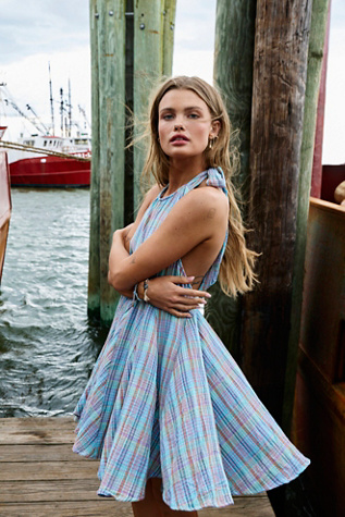 Godet Craze Mini Dress at Free People in Pink Combo, Size: Medium