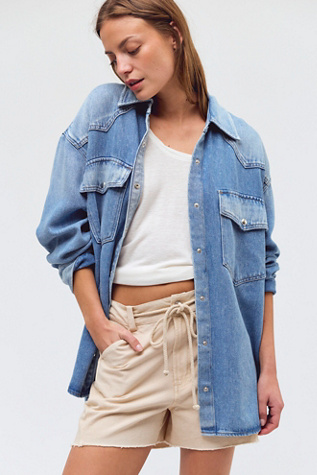 AGOLDE Lotta Denim Shirt at Free People in Blue, Size: S