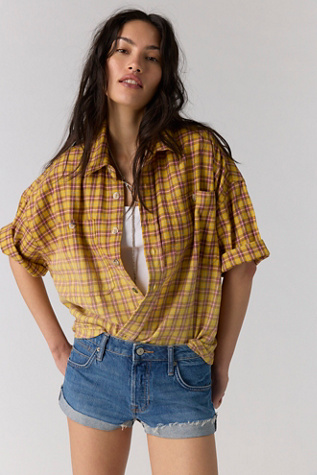 The Tales Fear And Loathing Dip Dye Button Down Shirt at Free People in Yellow, Size: M