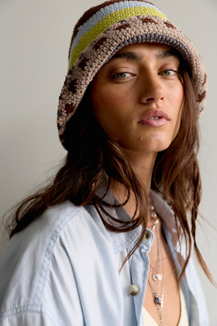 Callie Crochet Bucket Hat at Free People in Neutral Combo