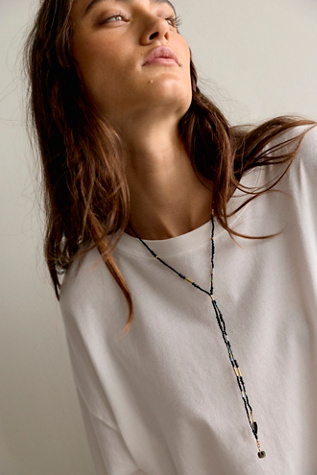 Muse Semi-Precious Beaded Lariat Necklace at Free People in Dusk
