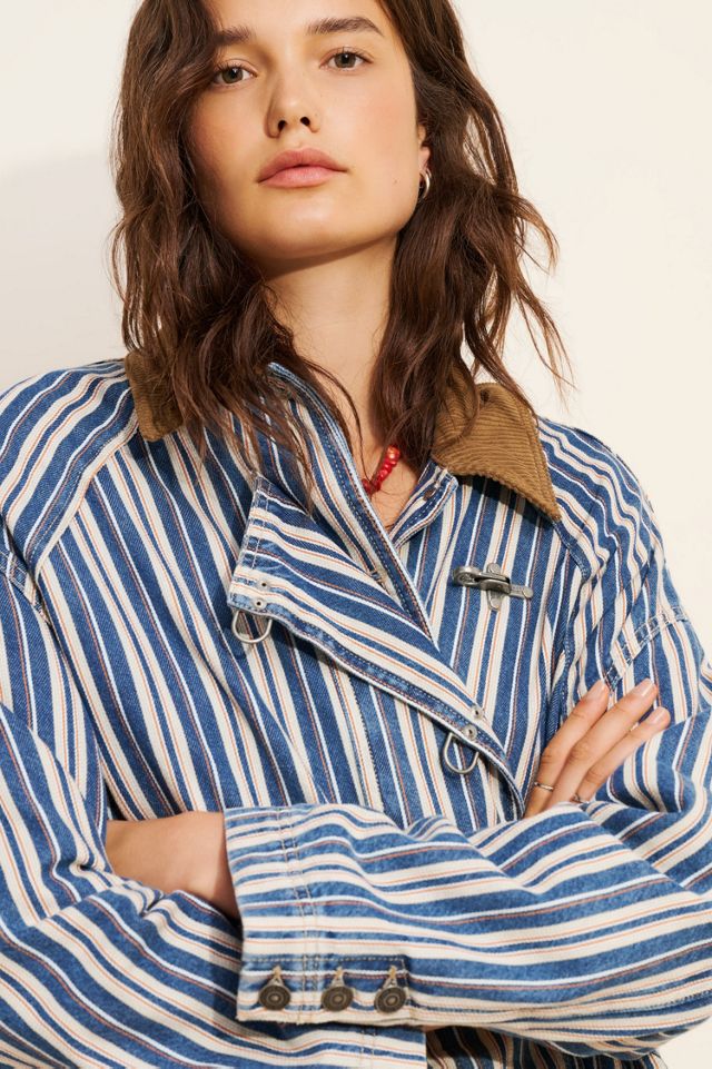 Striped Denim Barn Coat #4