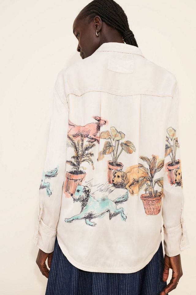 Watercolor Animal Printed Buttondown Shirt #1