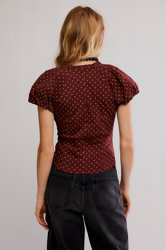 Puff Sleeve Printed Blouse #1