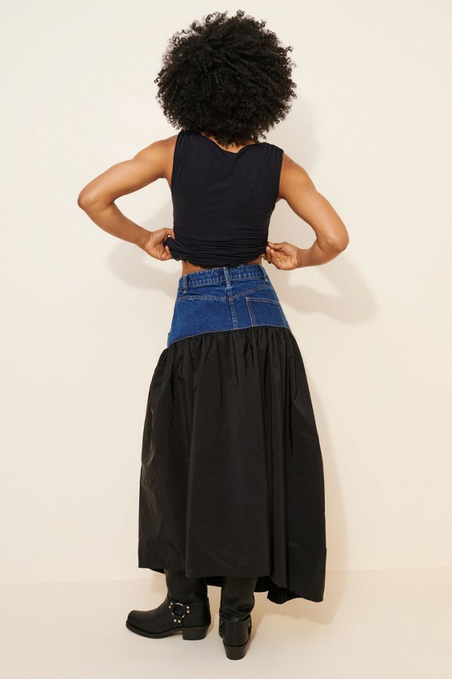 Esthe Denim And Taffeta Volume Cut-Out Skirt #1