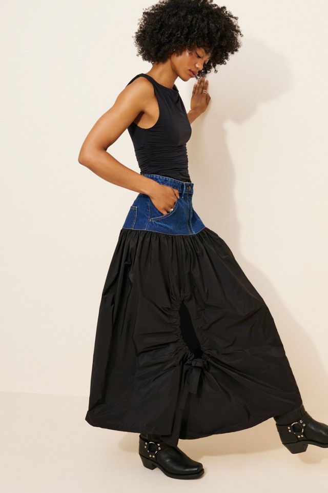 Esthe Denim And Taffeta Volume Cut-Out Skirt #4