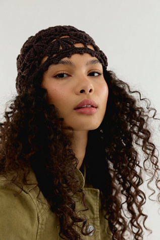 Cora Crochet Cap at Free People in Chocolate