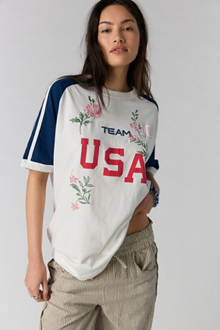 Embroidered Goal Tee by Free People in White, Size: S