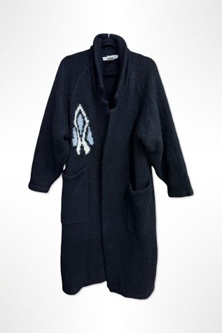 1980s Heavy Wool Knit Duster Coat Selected By Ritual Vintage
