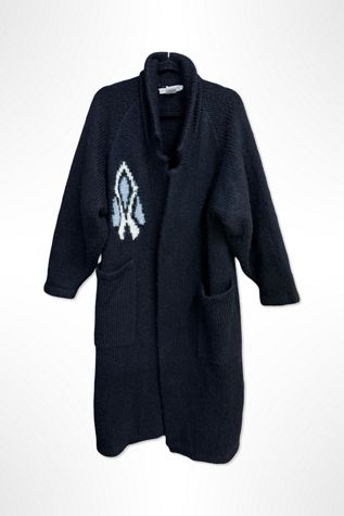 1980s Heavy Wool Knit Duster Coat Selected By Ritual Vintage