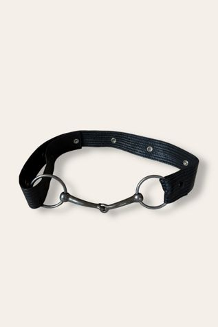 Vintage 1980's Leather Horse Bit Belt Selected By Afterlife Boutique
