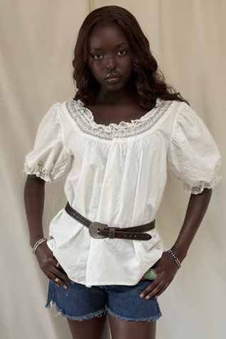 Vintage 1900's Edwardian Lace Trim Cotton Peasant Blouse Selected By Afterlife Boutique