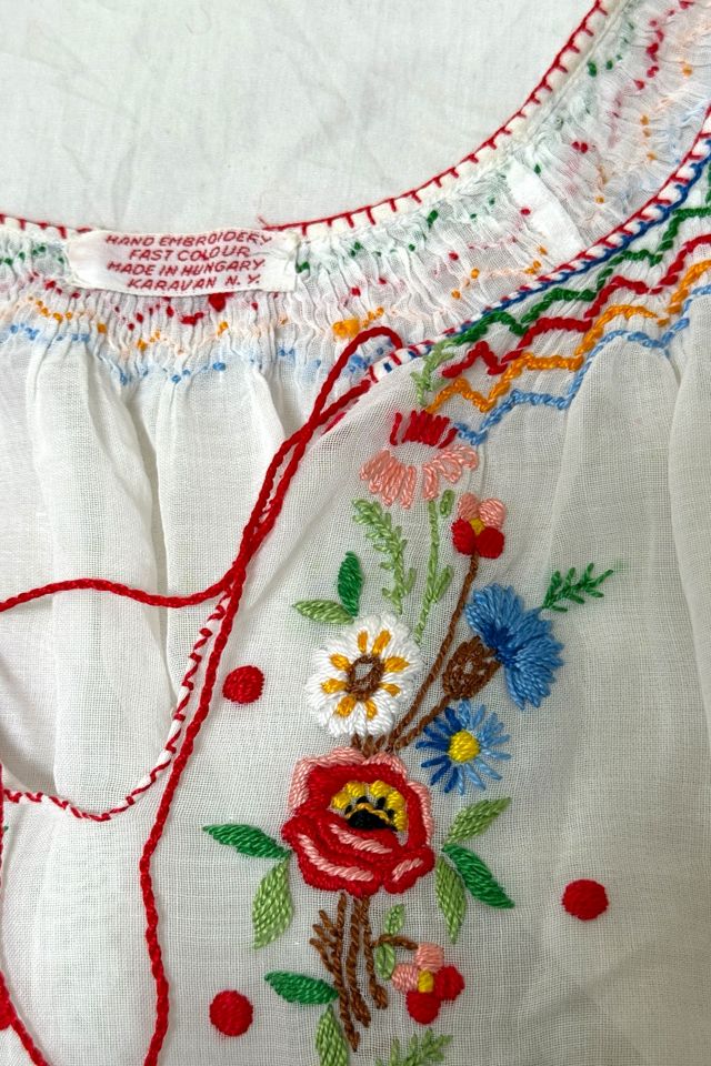 Vintage 1940's Embroidered Peasant Folk Blouse Selected By Afterlife Boutique #3