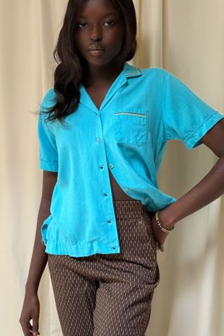 Vintage 1950's Rayon Felt Lettering Bowling Shirt Selected by Afterlife Boutique