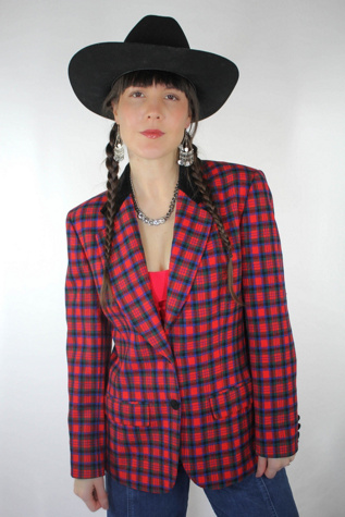 Vintage Plaid Pendleton Wool Velvet Collar Blazer Selected By Moons + Junes Vintage