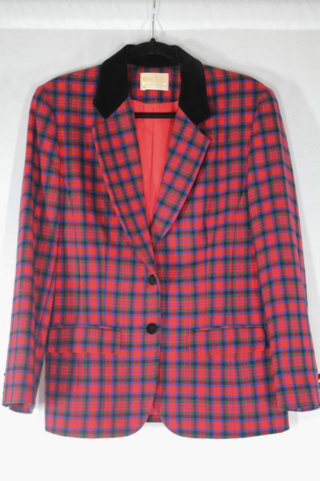 Vintage Plaid Pendleton Wool Velvet Collar Blazer Selected By Moons + Junes Vintage #1