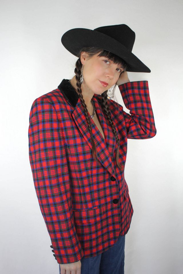 Vintage Plaid Pendleton Wool Velvet Collar Blazer Selected By Moons + Junes Vintage #3