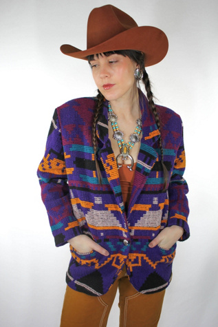 Vintage Western Woven Indigo Wool Blazer Selected By Moons + Junes Vintage