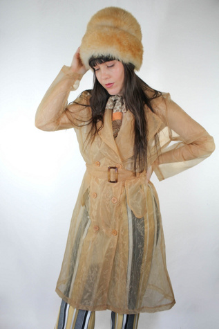 Y2K Vintage Sheer Organza Belted Trench Selected By Moons + Junes Vintage