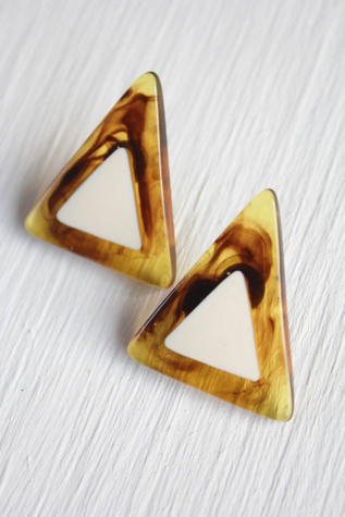 Vintage Tortoise Shell Triangle Statement Earrings Selected By Moons + Junes Vintage