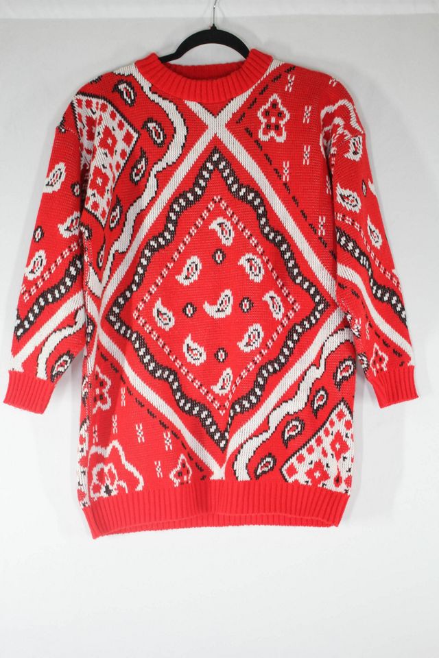1980s Vintage Western Red Bandana Print Sweater Selected By Moons + Junes Vintage #3