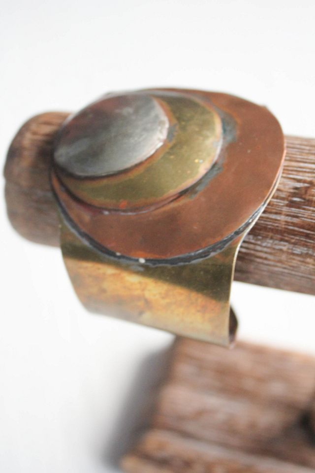 Vintage Handcrafted Mixed Metal Brutalist Cuff Bracelet Selected By Moons + Junes Vintage #2