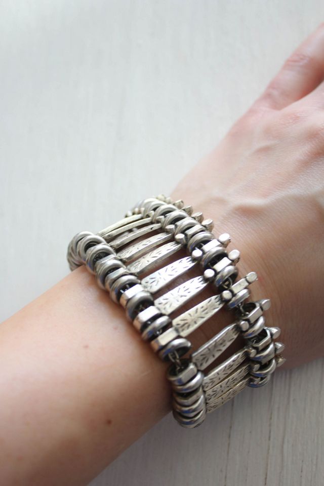 Vintage Engraved Silver Boho Cuff Bracelet Selected By Moons + Junes Vintage #1