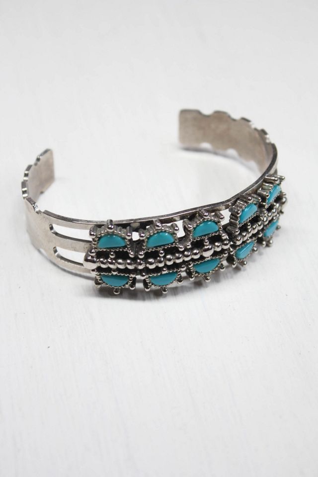 Vintage Turquoise Silver Studded Cuff Selected By Moons + Junes Vintage #3