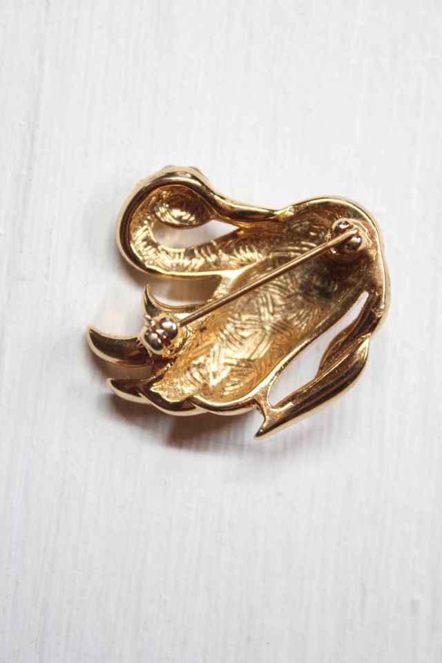 Vintage Crystal Rhinestone Swan Brooch Pin Selected By Moons + Junes Vintage #1