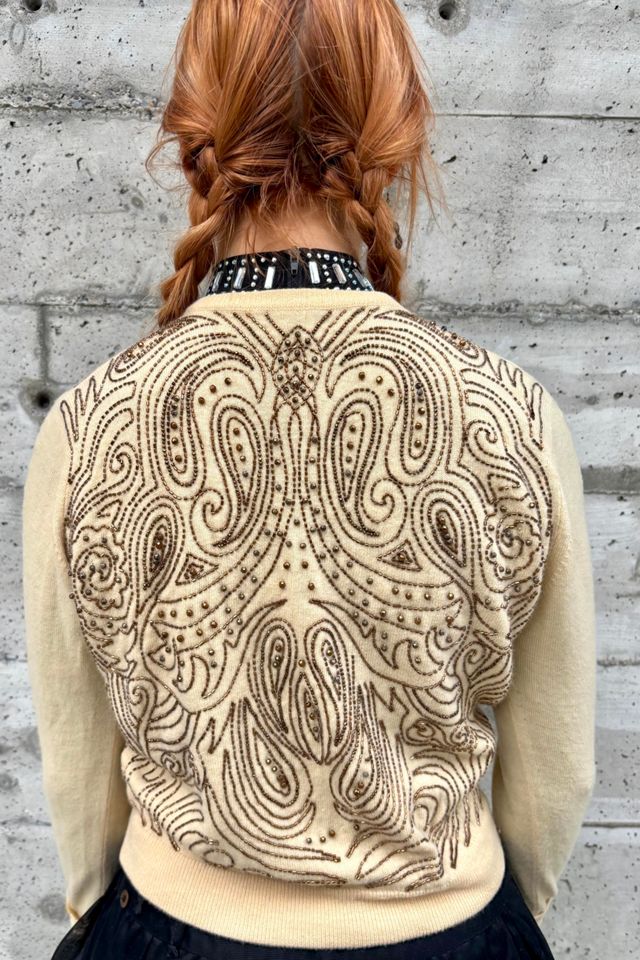 Vintage Pringle of Scotland Cashmere Beaded Cardigan Selected by Nomad Vintage #1
