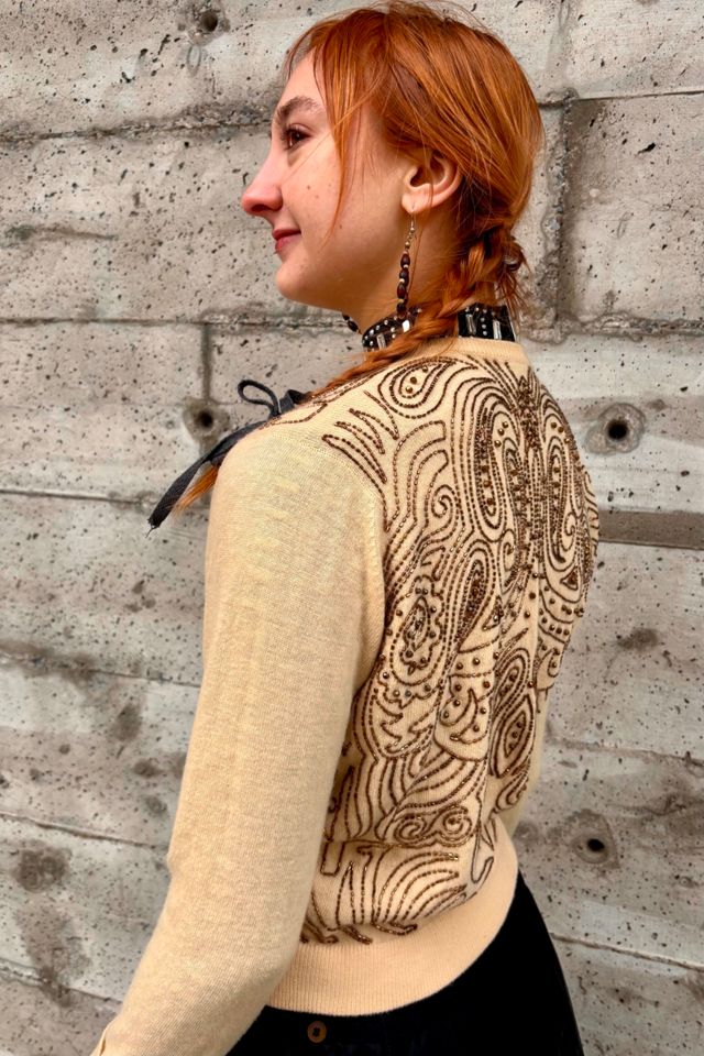 Vintage Pringle of Scotland Cashmere Beaded Cardigan Selected by Nomad Vintage #2