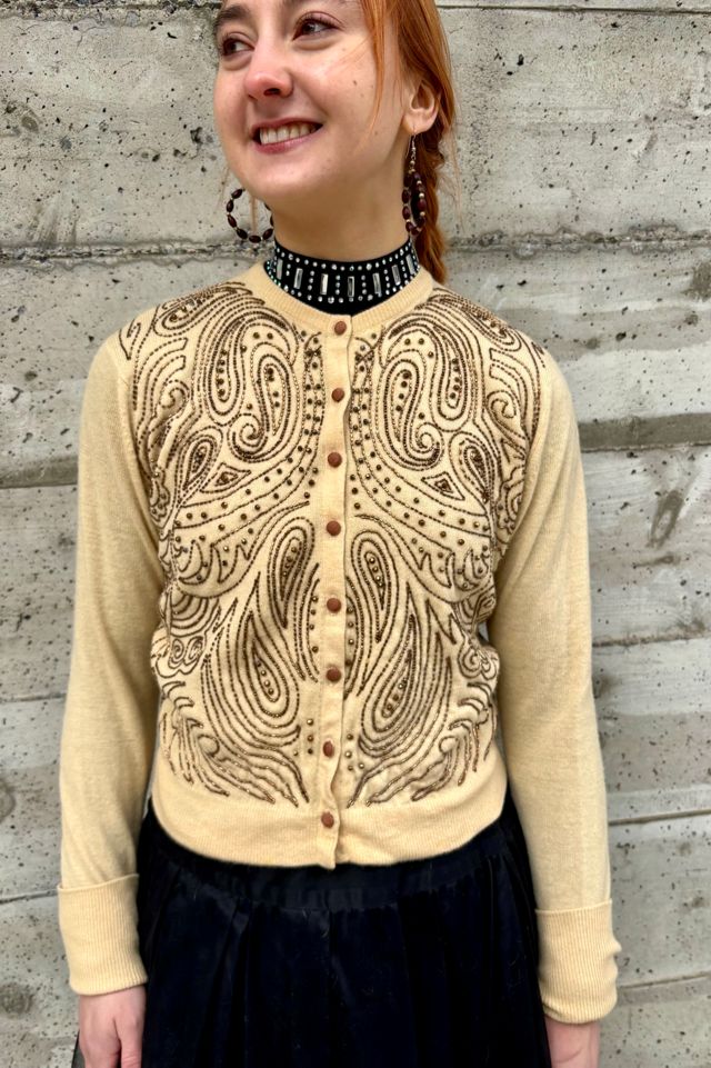 Vintage Pringle of Scotland Cashmere Beaded Cardigan Selected by Nomad Vintage #3