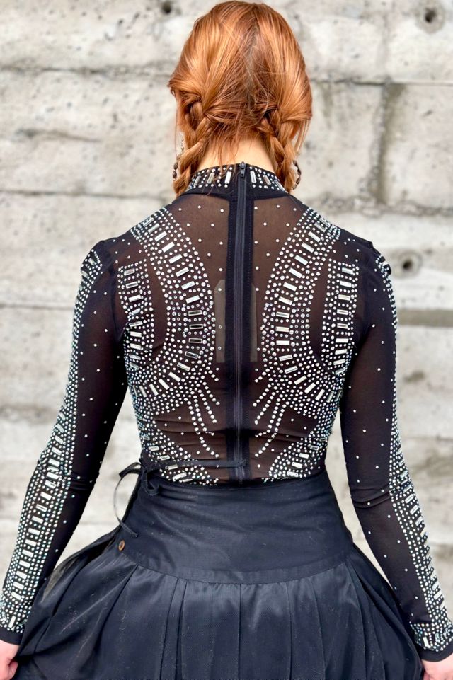 Vintage Rhinestone Mesh Bodysuit Selected by Nomad Vintage #1