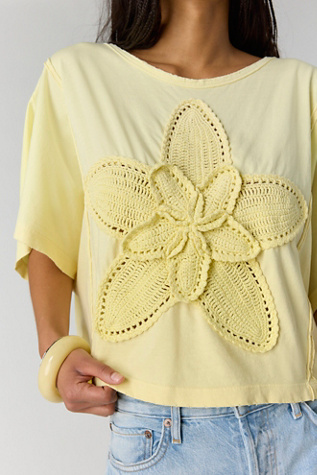 Tricia Fix Crafty Crocheted Tee at Free People in Yellow, Size: S
