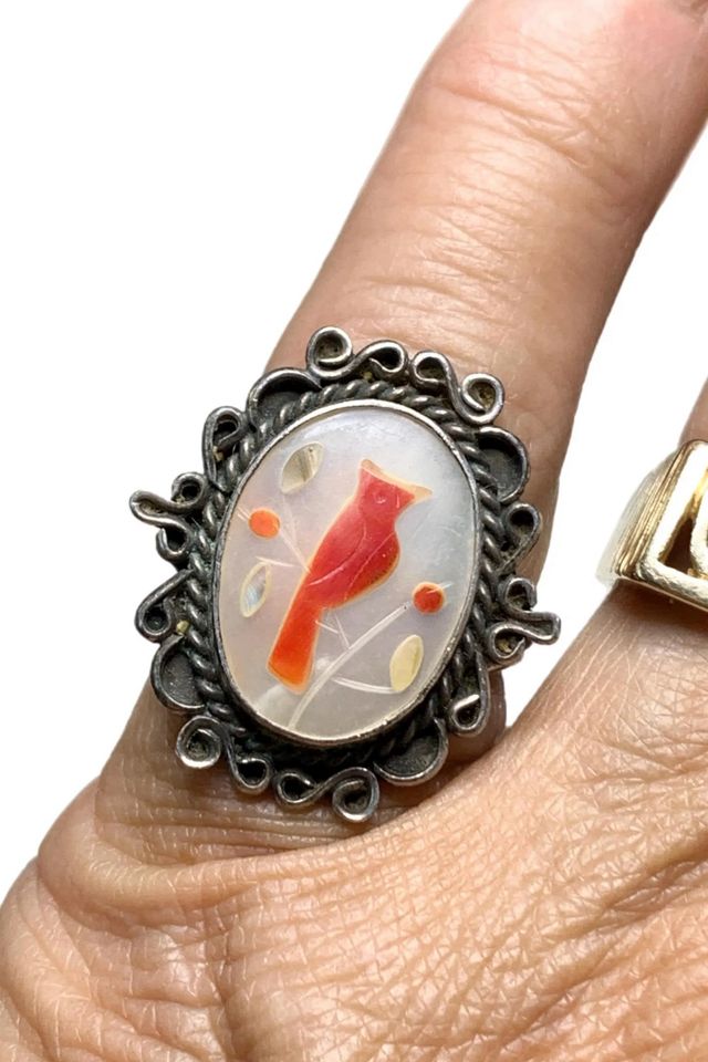 Vintage Sterling Mosaic Cardinal Ring with Gemstones Selected by Lux Revival #1
