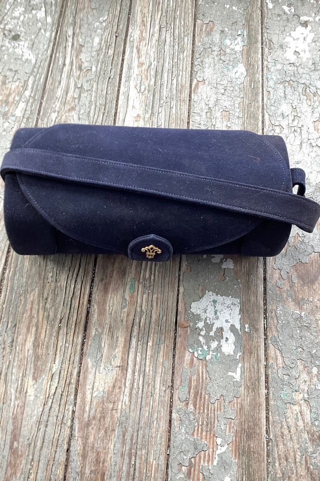 Vintage 1940s Deadstock Navy Blue Velvet Box Purse Selected by Cherry #1