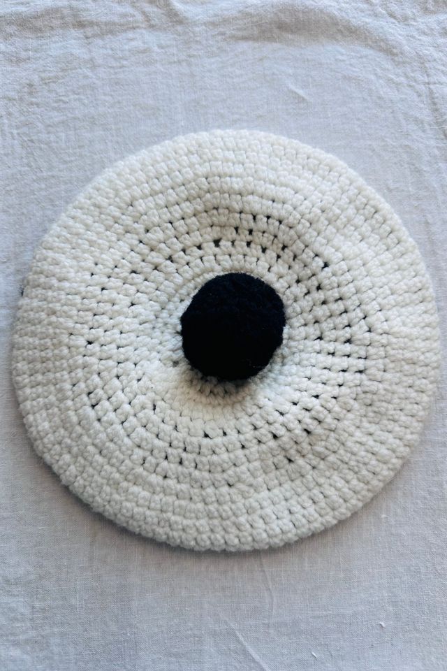 Handknit Black and White Tam Selected by KA.TL.AK #3