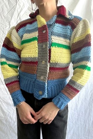 Vintage Hand Knit Stripe Cardigan Selected by Cherry