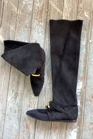 Vintage 1980s Black Suede Italian Boots Selected by Cherry