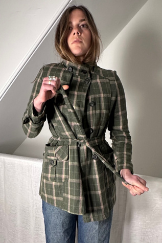 Vintage Wool Plaid Trench Style Jacket Selected by KA.TL.AK