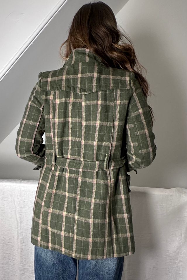 Vintage Wool Plaid Trench Style Jacket Selected by KA.TL.AK #2