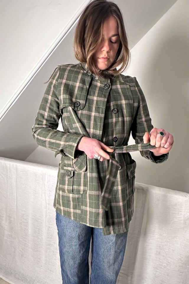 Vintage Wool Plaid Trench Style Jacket Selected by KA.TL.AK #3
