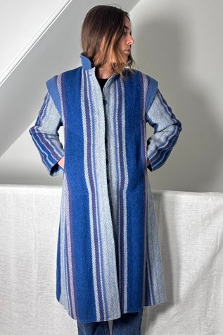 Vintage Classic Norwegian Anne Jo Wool Striped Coat Selected by KA.TL.AK